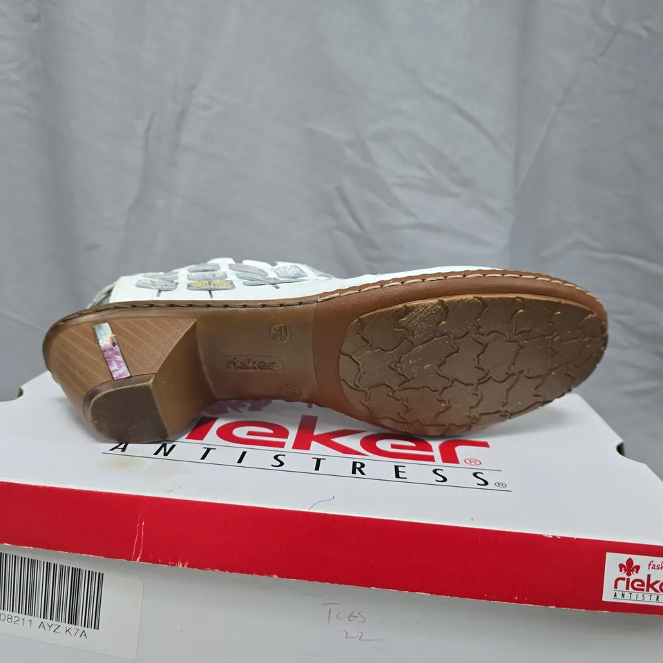 Rieker Antistress Women's White Sandals with Mosaic Cut-Outs size 