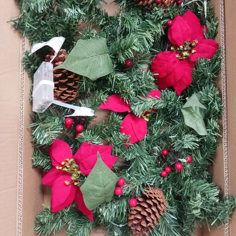 RED POISETTA PRE LIT 6FT GARLAND