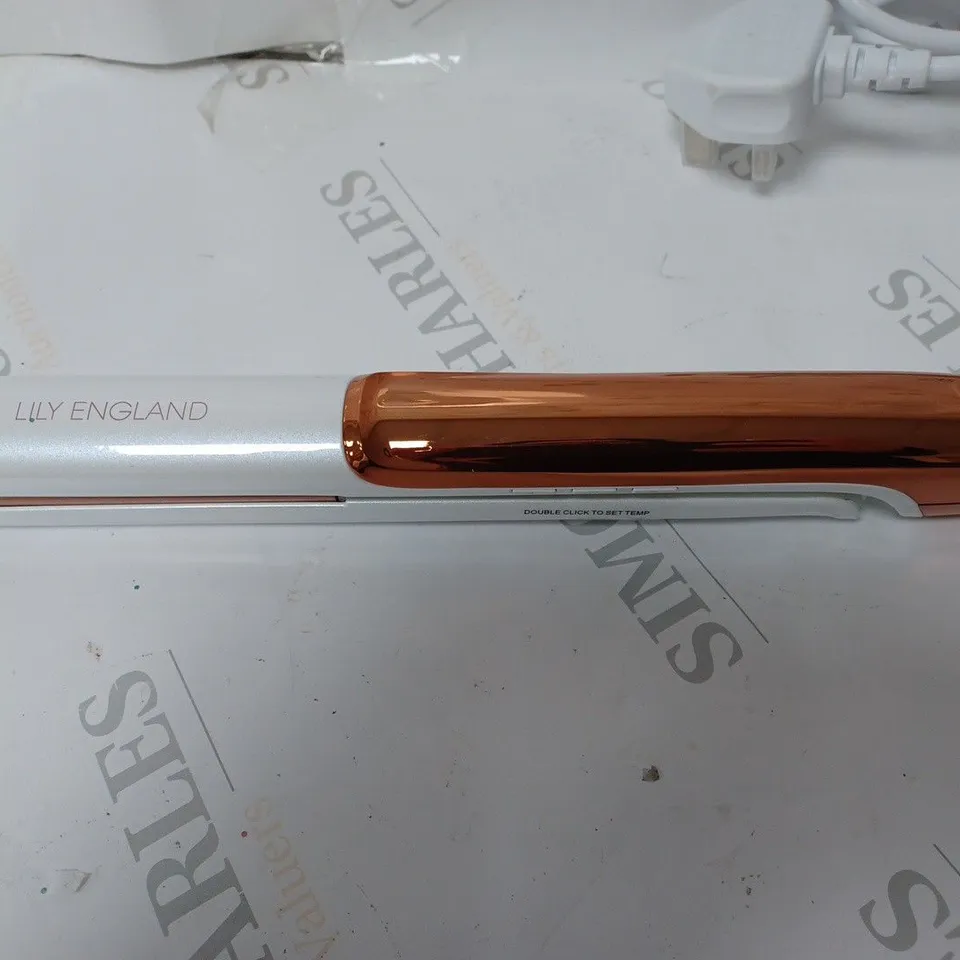 BOXED LILY ENGLAND DELUXE HAIR STRAIGHTENERS ROSE GOLD 