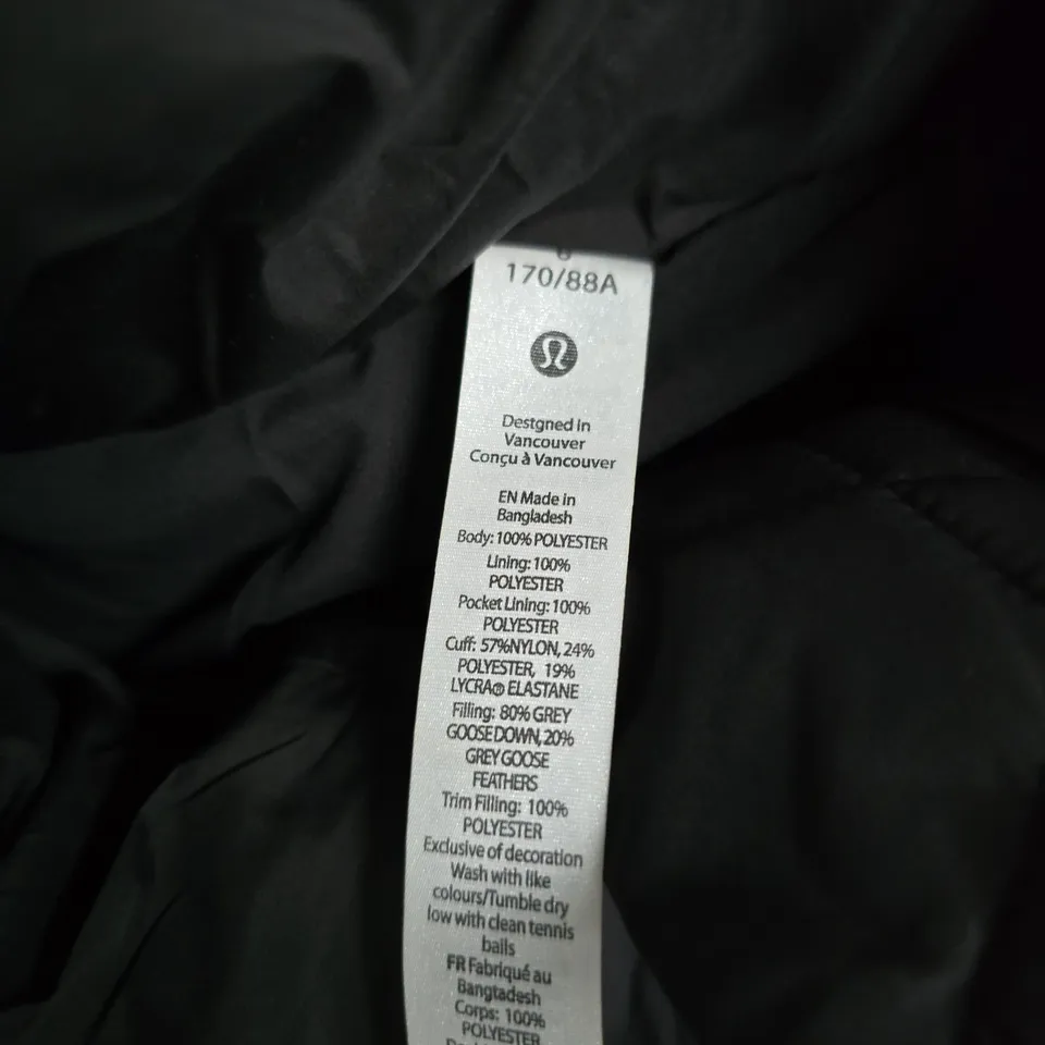 LULULEMON WUNDER PUFF JACKET – BLACK – UK 6 (US 6)
