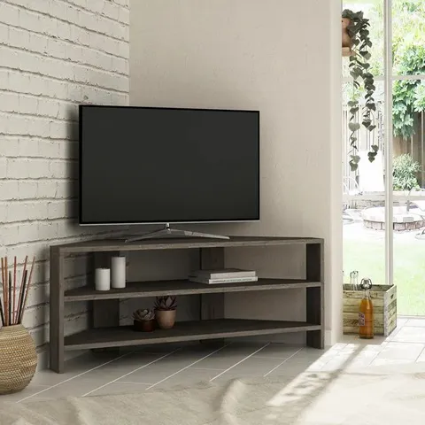 BOXED THALES CORNER MODERN TV STAND MULTIMEDIA CENTRE CORNER - BLACK BUTE 