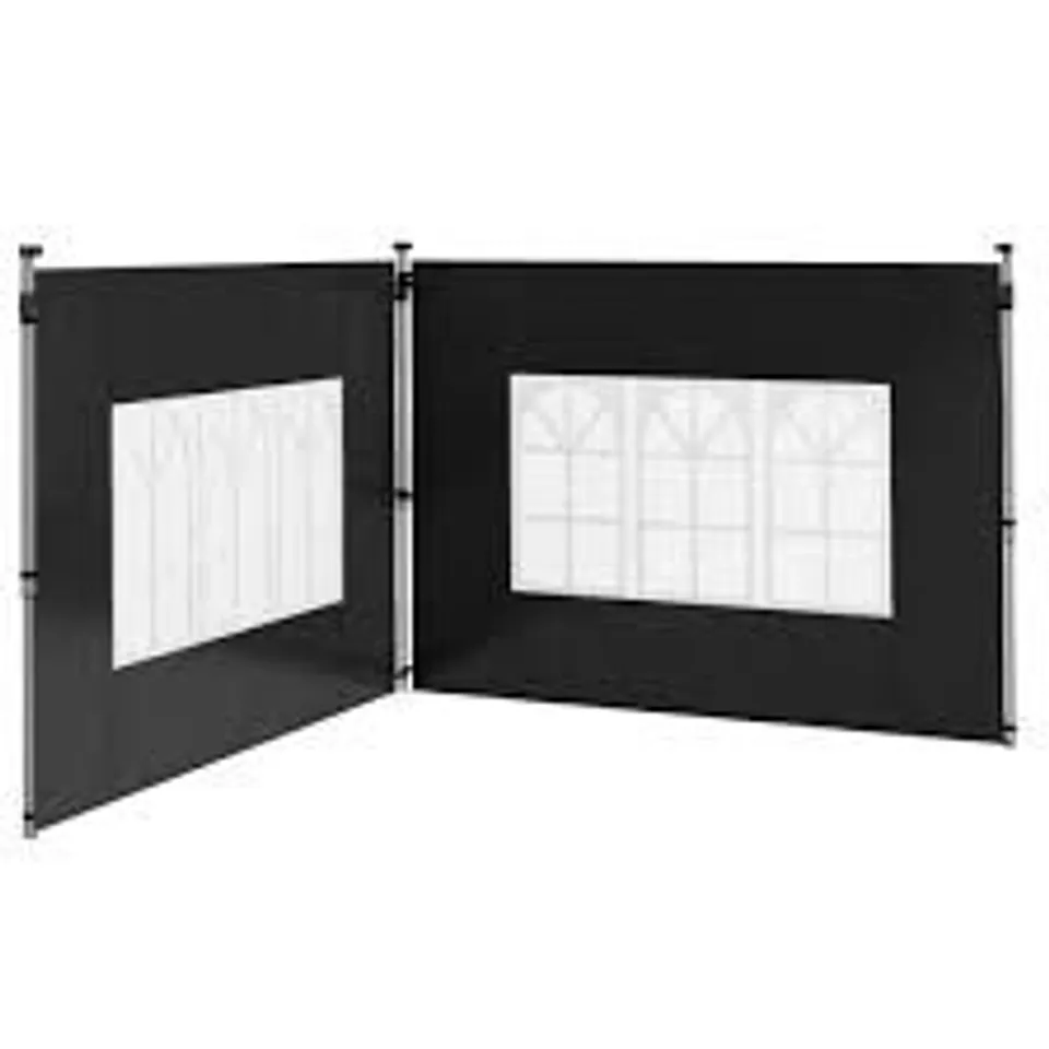 BOXED OUTSUNNY GAZEBO SIDE PANELS, SIDES REPLACEMENT WITH WINDOW FOR 3X3(M) OR 3X4M POP UP GAZEBO, 2 PACK, BLACK