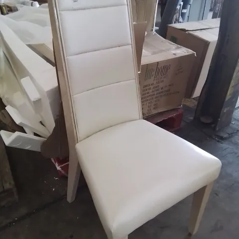 PAIR OF DESIGNER HIGH BACKED UPHOLSTERED DINING CHAIRS HIGH GLOSS WOOD FRAMES