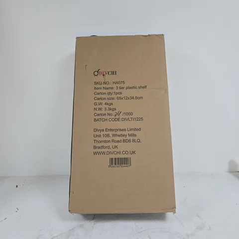 DIV CHI 3 TIER PLASTIC SHELF BOXED