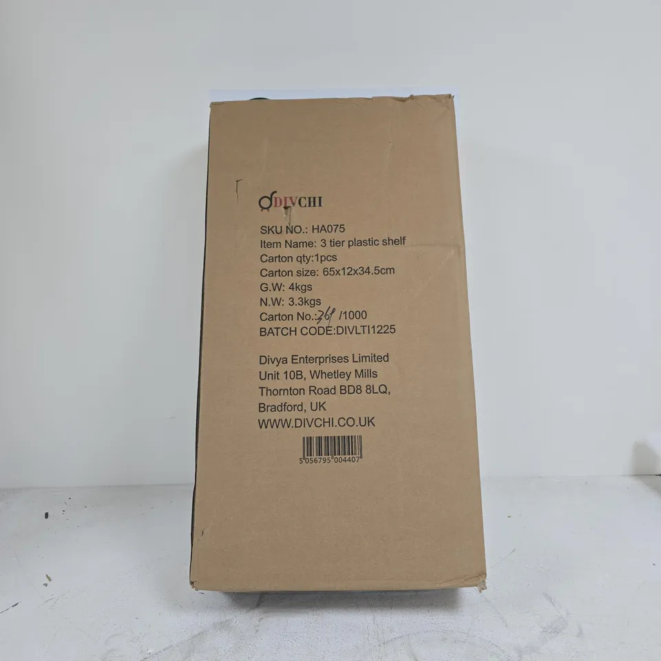 DIV CHI 3 TIER PLASTIC SHELF BOXED