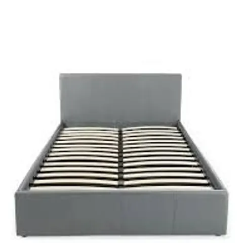BOXED MARSTON SINGLE FAUX LEATHER SIDE LIFT UP STORAGE OTTOMAN BED - GREY (2 BOXES)