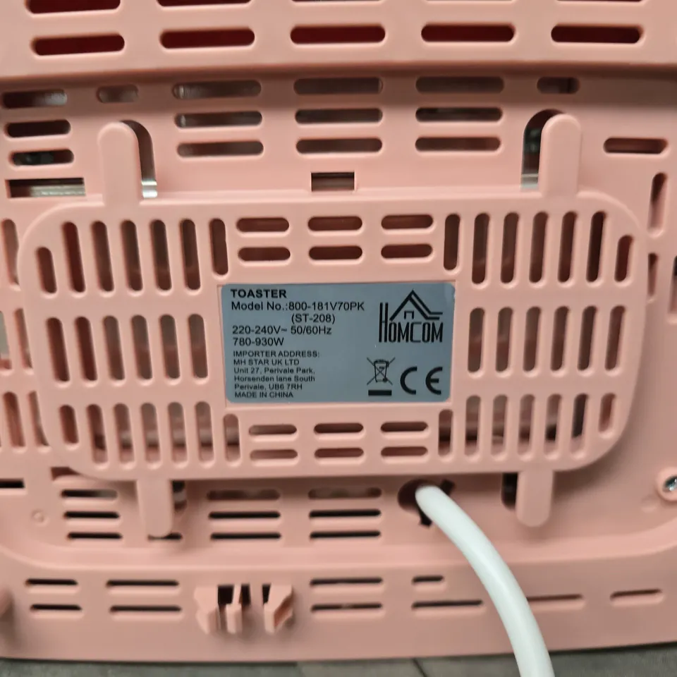 HOMCOM PINK 2-SLICE TOASTER WITH HONEYCOMB PATTERN