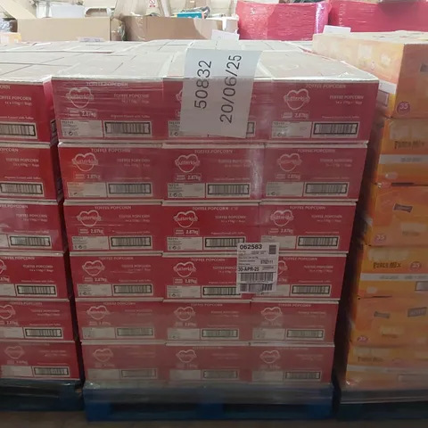 PALLET TO CONTAIN APPROX 54 BOXES OF BUTTERKIST TOFFEE POPCORN - 14 X 170g BAGS PER BOX // BEST BEFORE: 04/2025