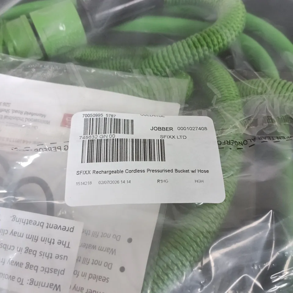 SFIXX RECHARGEABLE CORDLESS PRESSURISED BUCKET WITH HOSE