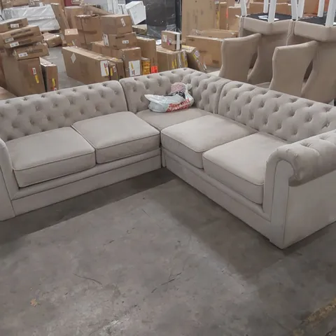 QUALITY DESIGNER VELVET CHESTERFIELD CORNER SOFA