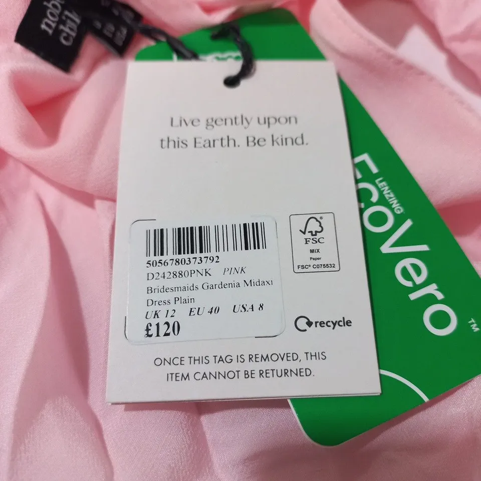 NOBODYS CHILD BRIDESMAID GARDENIA MIDAXI DRESS IN PINK - UK 12