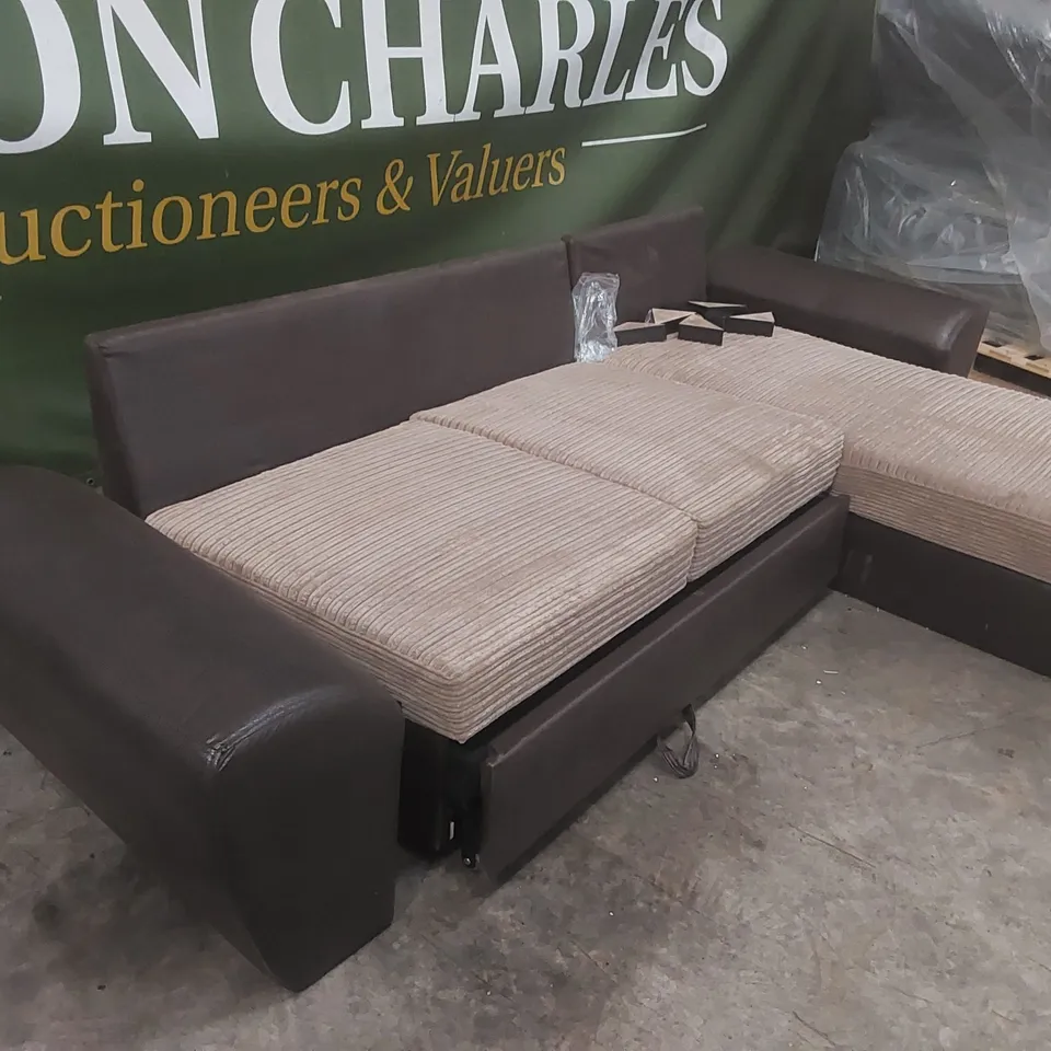 QUALITY DESIGNER ACEE CORNER SOFA BED JUMBO CORD UPHOLSTERY