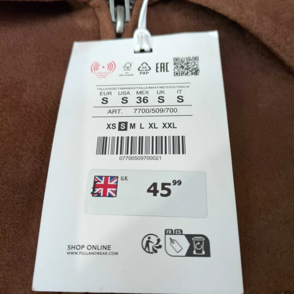 PULL&BEAR BROWN ZIP-UP JACKET – SIZE S 