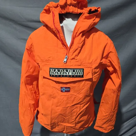 NAPAPIJRI GEOGRAPHIC ORANGE KIDS' HOODED JACKET – SIZE 16/170