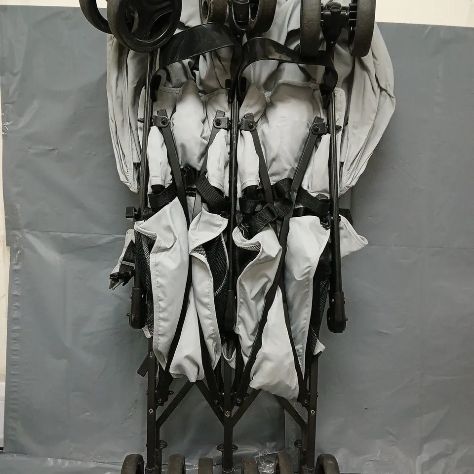 BOXED MY BABIIE MB12 LIGHTWEIGHT TWIN STROLLER - GREY - COLLECTION ONLY