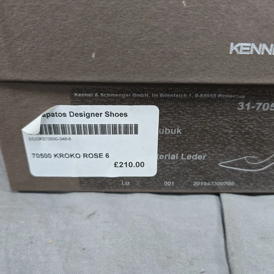 KENNEL & SCHMENGER CROC-EMBOSSED PINK LEATHER HIGH HEELS – KROKO ROSE UK6 (70500)