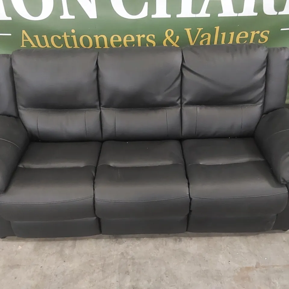 QUALITY DESIGNER ALBION STATIC FAUX LEATHER 3 SEATER SOFA - BLACK