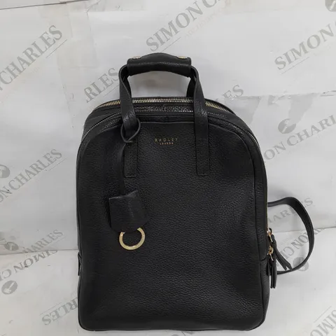 BRADLEY LONDON LEATHER DOUBLE ZIP BLACK BACKPACK