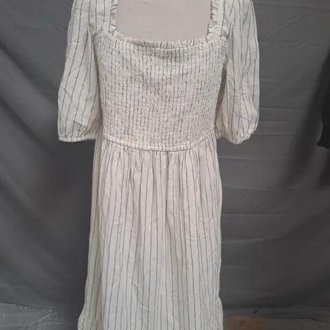 NOBODY'S CHILD ELSA MIDI PINSTRIPE DRESS IN CREAM UK SIZE 14