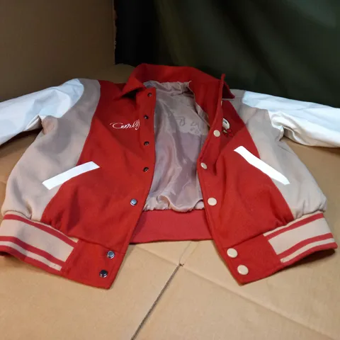 FREE LOVE BURNT ORANGE/FAUX LEATHER WHITE SLEEVES JACKET