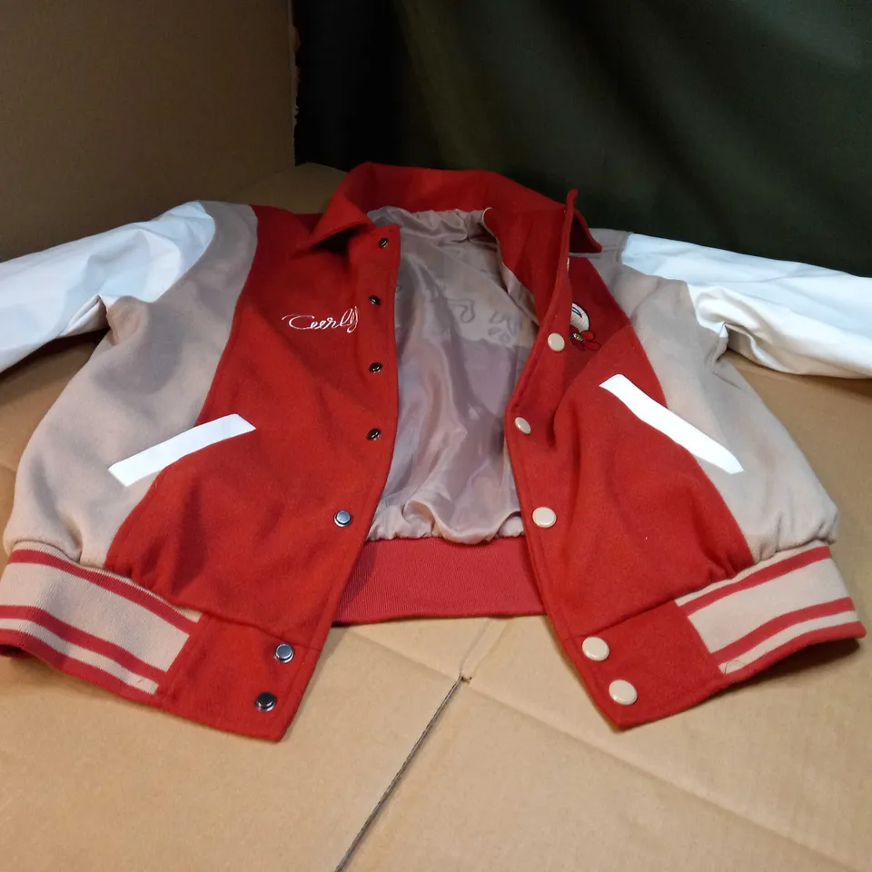 FREE LOVE BURNT ORANGE/FAUX LEATHER WHITE SLEEVES JACKET