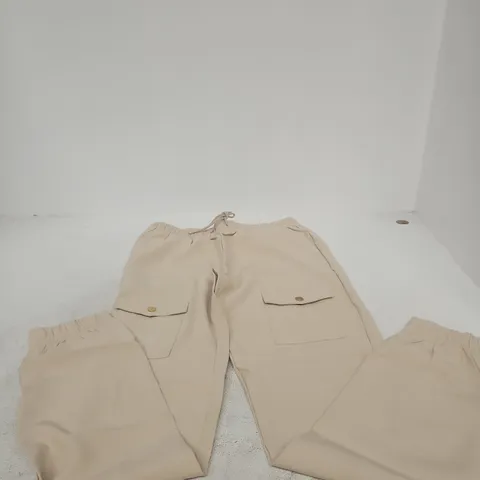 ANGEL SETS BEIGE CARGO-STYLE TROUSERS - SIZE L