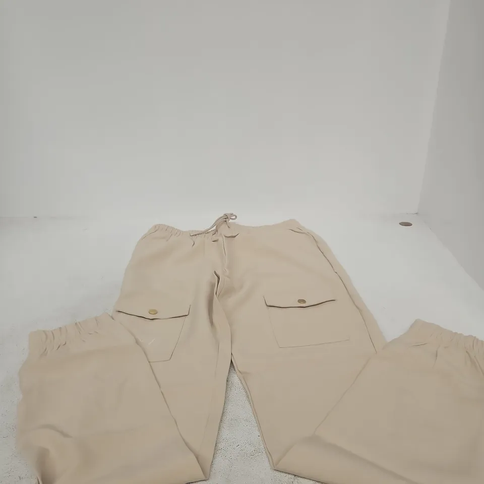 ANGEL SETS BEIGE CARGO-STYLE TROUSERS - SIZE L