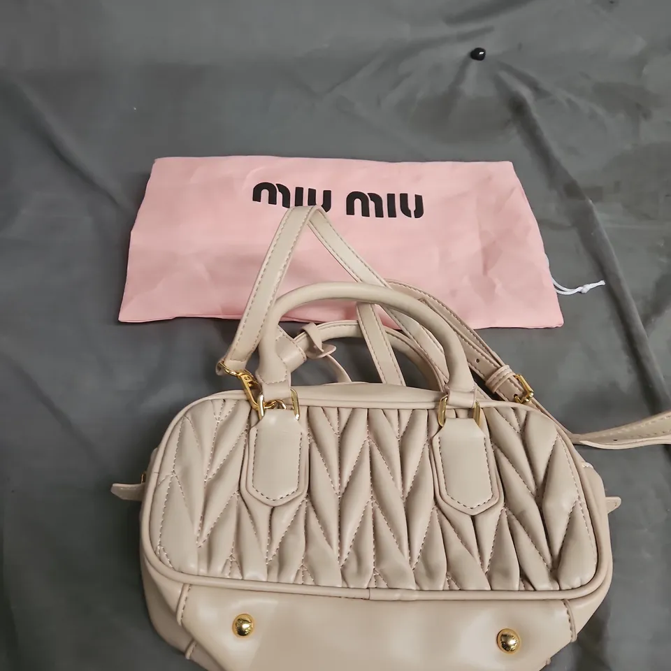 NILU NILU BEIGE MATELASSÉ LEATHER SHOULDER BAG – DUST BAG INCLUDED