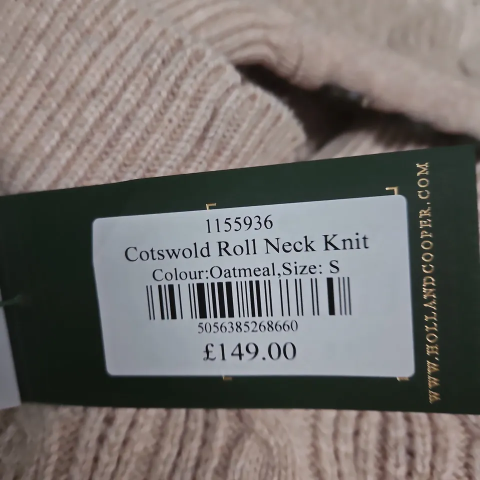 HOLLAND COOPER COTSWOLD ROLL NECK KNIT – OATMEAL, UK SIZE S