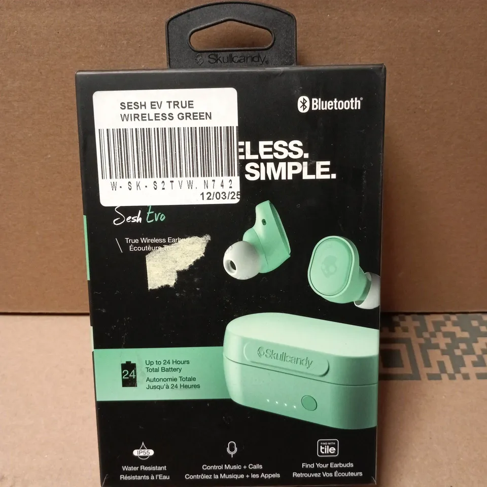 SKULLCANDY SESH EVO TRUE WIRELESS EARBUDS – GREEN (BOXED)