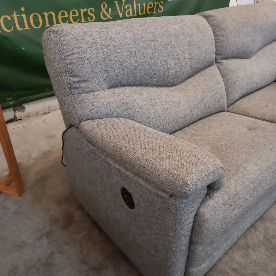 DESIGNER G PLAN STRATFORD REED PEWTER ELECTRIC RECLINING THREE SEATER SOFA