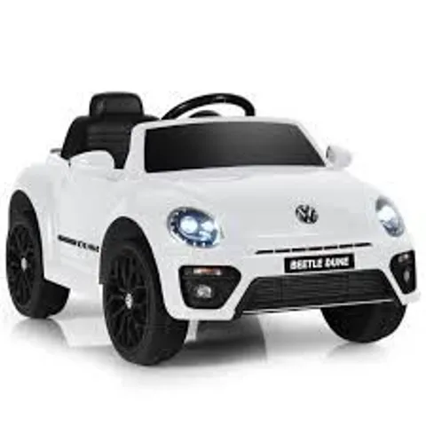 BOXED 12V VOLKSWAGEN BEETLE ELECTRIC KIDS RIDE ON CAR WITH REMOTE CONTROL - WHITE