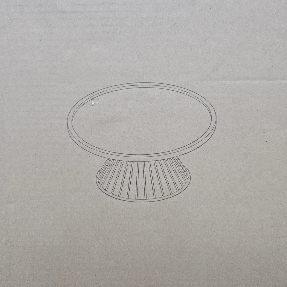 BOXED ODEM ROUND COFFEE TABLE - BLACK/WALNUT - COLLECTION ONLY