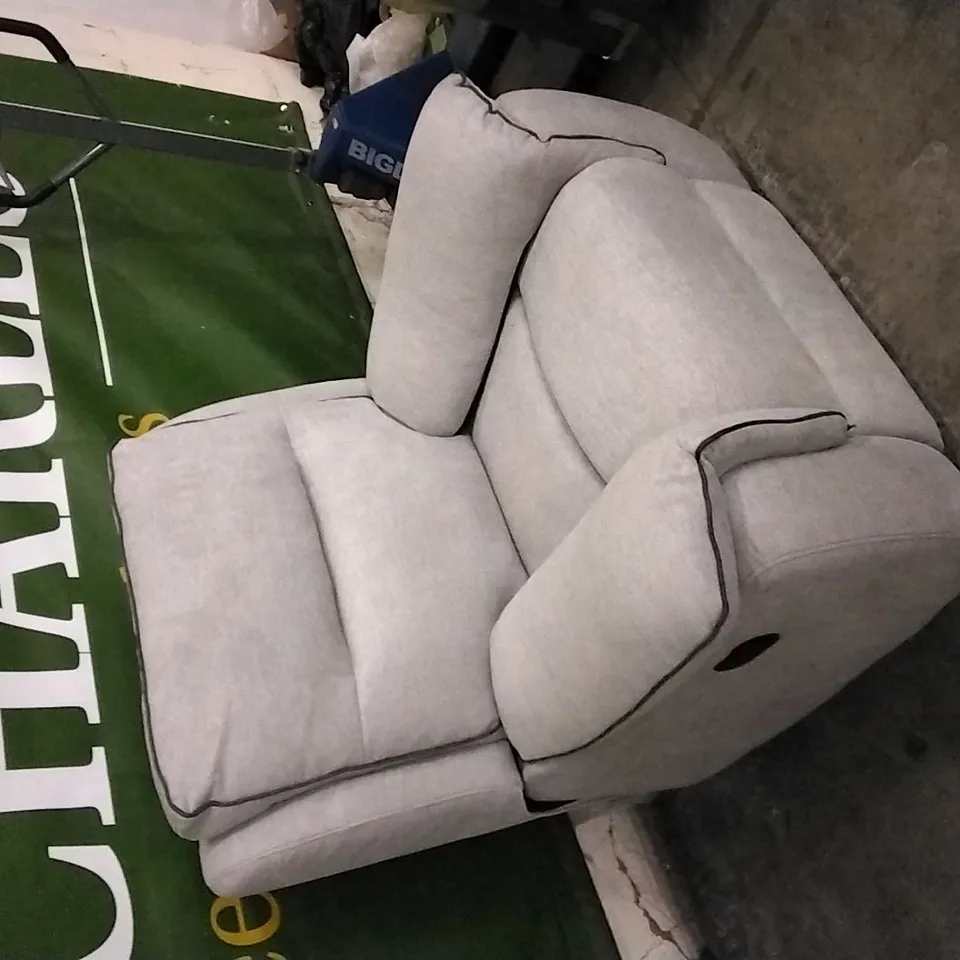 QUALITY DESIGNER GREY FABRIC MANUAL RECLINER ARMCHAIR