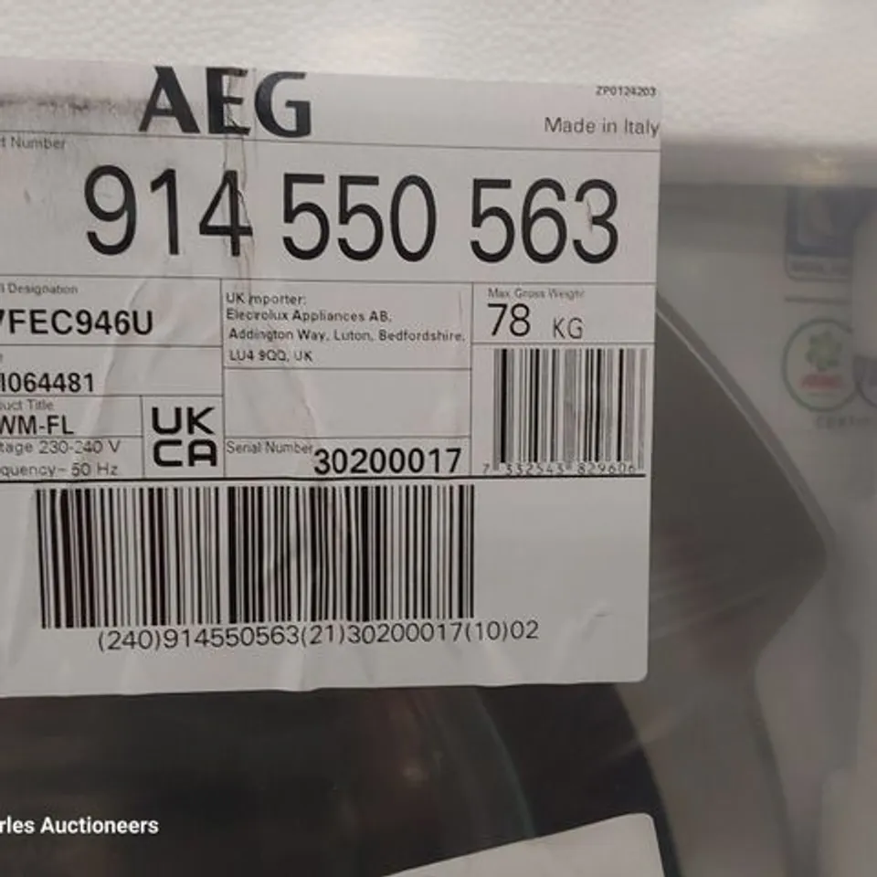 AEG 7000 PRO STEAM UNIVERSAL DOSE 8Kg WASHING MACHINE WHITE Model L7FEC946U RRP £834