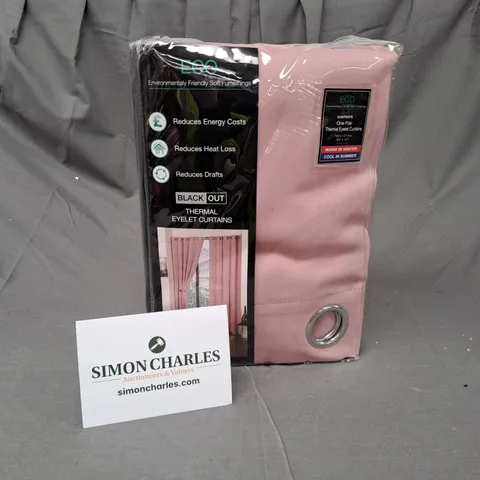 ECO THERMAL EYELET CURTAINS IN PINK (ONE PAIR)
