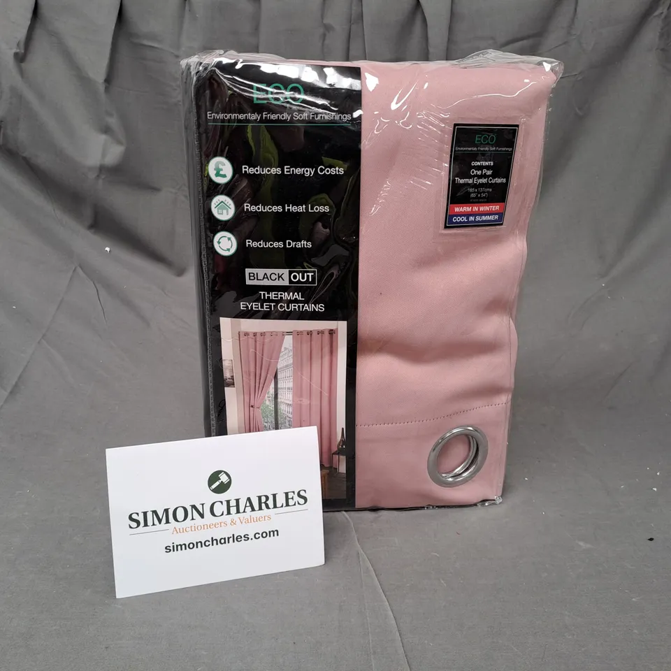 ECO THERMAL EYELET CURTAINS IN PINK (ONE PAIR)