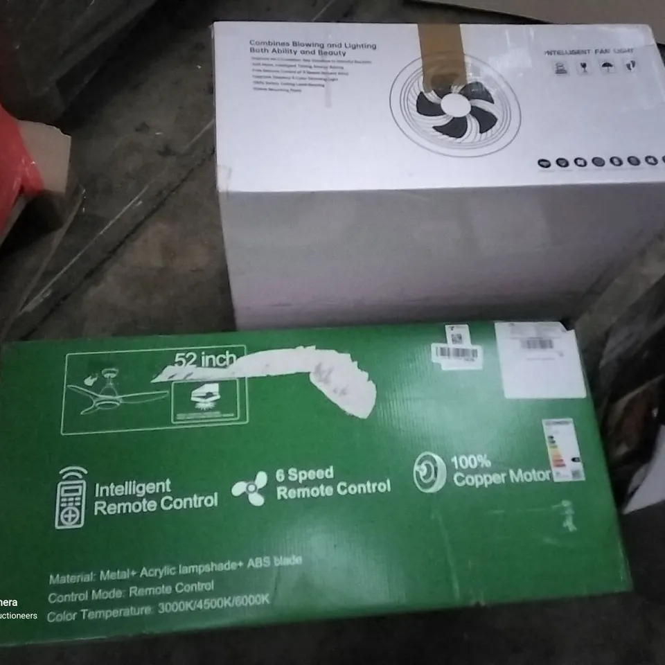 PALLET OF ASSORTED ITEMS INCLUDING, OFGICE CHSIR, FOLDING SHOPPING TROLLEY, QUEEN SIZE INFLATABLE MATTRESS, DAEWOO AIR FRYER, 52" CEILING FAN, INTELLIGENT FAN LIGHT.