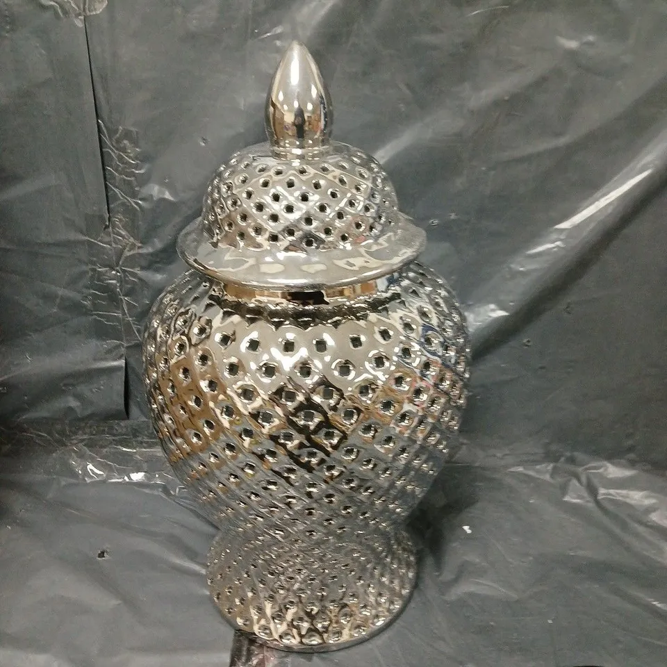 LARGE CERAMIC SILVER VASE 