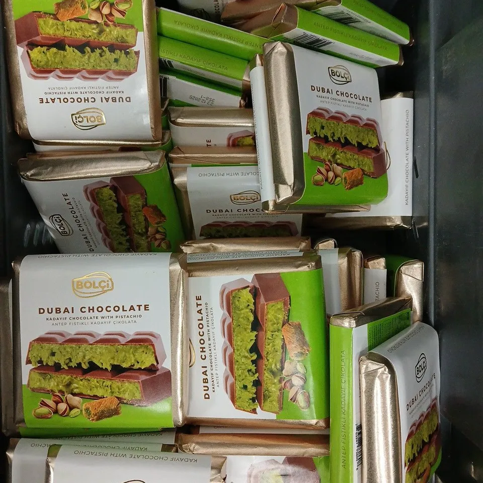 LARGE ASSORTMENT OF BOLCI DUBAI CHOCOLATE BARS 