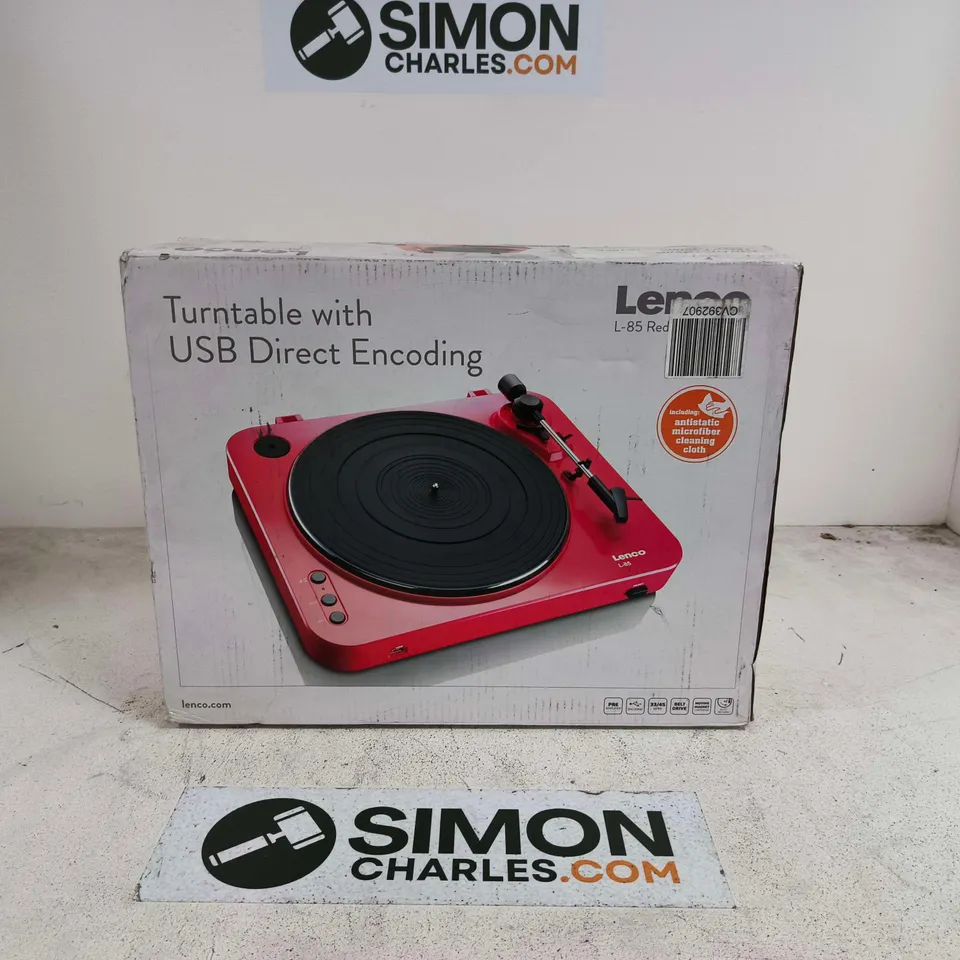 BOXED LENCO TURNTABLE WITH USB DIRECT ENCODING - L85 RED