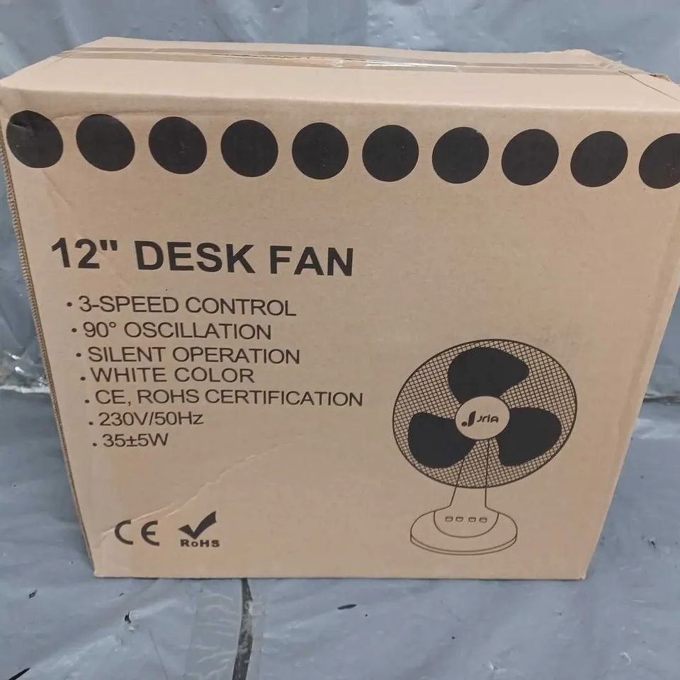 BOXED 12" DESK FAN