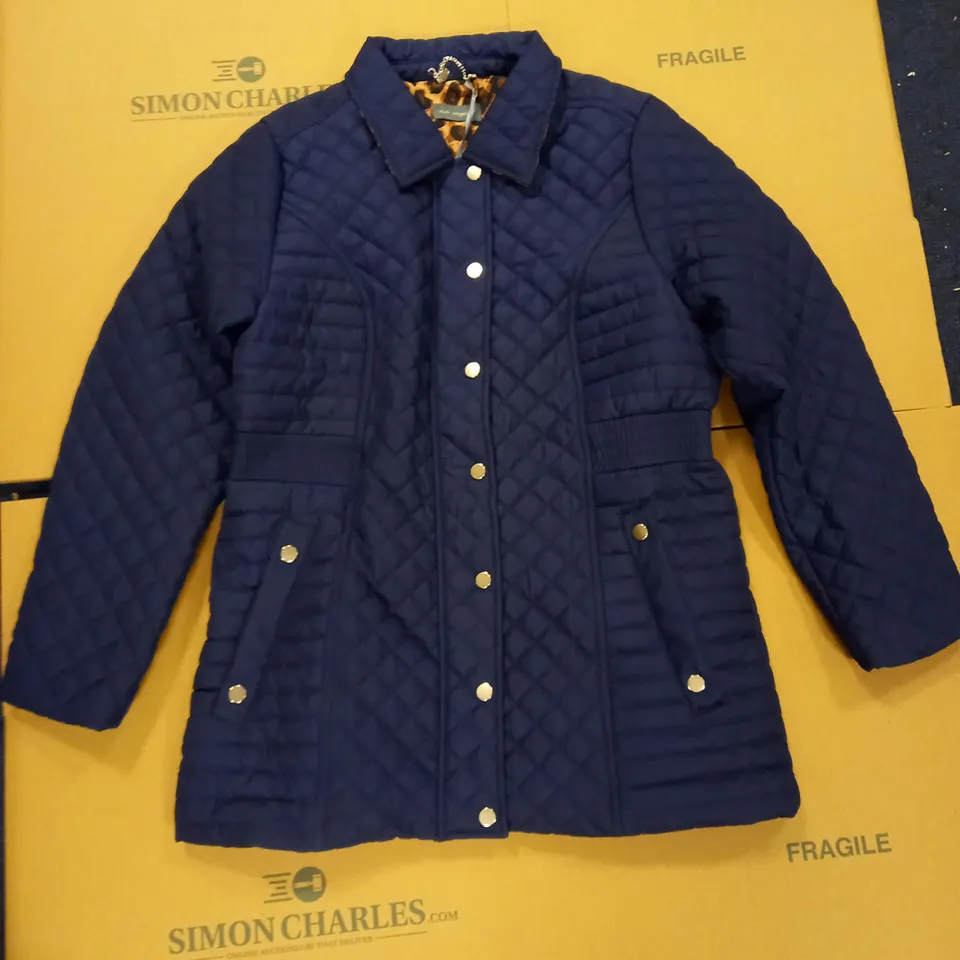 BRAND NEW RUTH LANGFORD QUILTED SPORG COAT, NAVY - SIZE 14
