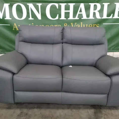 QUALITY ITALIAN DESIGNER PATRIZIO 2 SEATER SOFA - GREY ANTHRACITE LEATHER