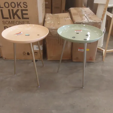 PAIR OF PACIFIC SELINE ENAMELLED SIDE TABLES