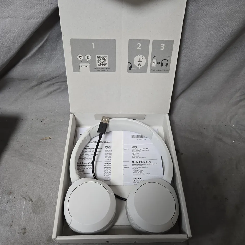BOXED SONY WH-CH520 WIRELESS BLUETOOTH HEADPHONES IN WHITE