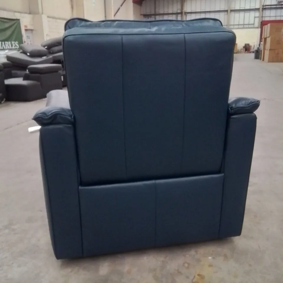 QUALITY DESIGNER LEATHER ARMCHAIR  -OCEAN BLUE-
