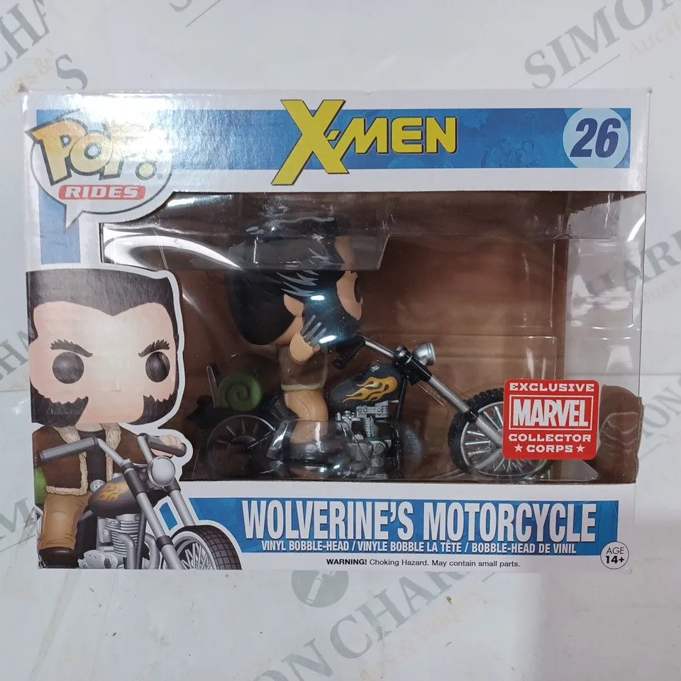 BOXED FUNKO POP RIDES X-MEN - 26 - WOLVERINE'S MOTORCYCLE COLLECTIBLE VINYL BOBBLE-HEAD