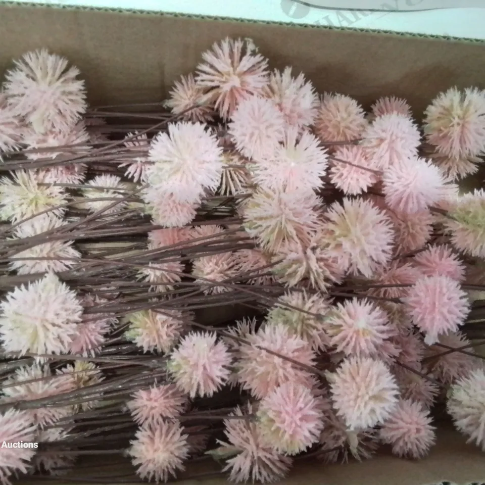 PALLET CONTAINING APPROXIMATELY 60 BOXES OF FAUX PINK POM POM STEMS