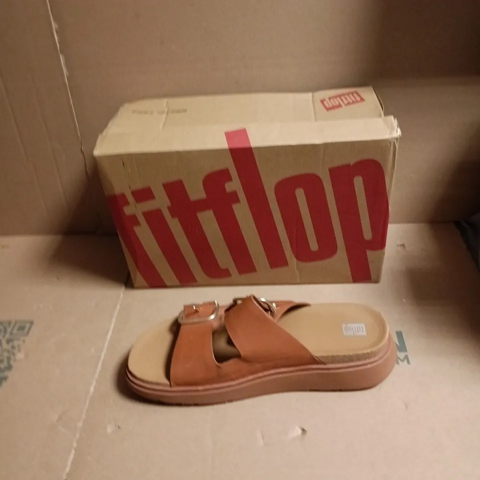 FITFLOP LEATHER SANDALS WITH BUCKLE STRAPS – BROWN - UK SIZE 8